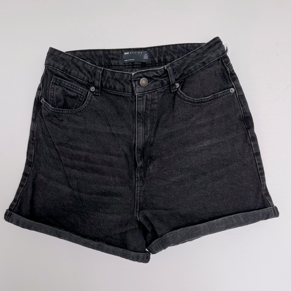 ASOS Design High Rise Tall Black jean shorts